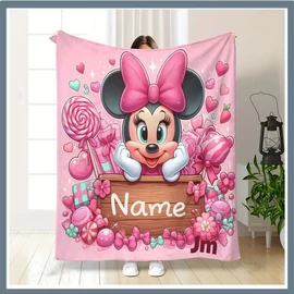 Minnie egér mintás pléd – egyedi névvel ellátható 130 × 150 cm JL1307671