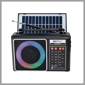 PuXing hordozható rádió – 3 sávos rádió + Bluetooth + napelem + LED fény PX-810BTS