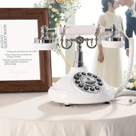 Retro stílusú Audio Guest Book Üzenetrögzítős vendégkönyv esküvőkre fehér JB126810-W