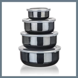 BANQUET Fekete zománcozott tálkészlet, 8 db 13823471