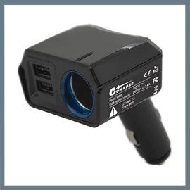 Autós töltőadapter – 2× USB DUAL-SIDE + 12V kimenet, 2400 mA 07431