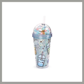 Csillámos Bubble Tea Pohár Kupakkal és Szívószállal CUP83