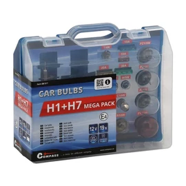 MEGA Autós Izzókészlet H1 + H7 + Biztosítékokkal – Zárható Dobozban 08517