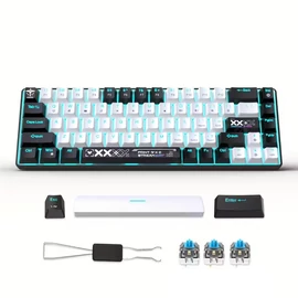HXSJ 60% STREAM mechanikus billentyűzet fekete-fehér kék switchel MK4544490