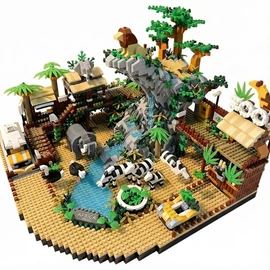 Afrikai "Szafari Kaland" – Nagy Állatkerti Építőkocka Készlet HY9201001-823