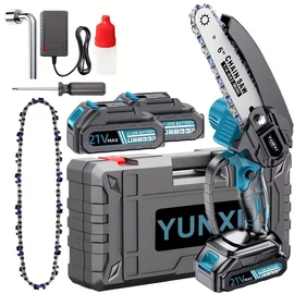 Yunxi 2db akkumulátoros mini láncfűrész + műanyag koffer DX2849168