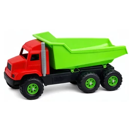Billenős gyerek teherautó zöld–piros színben BTHR1