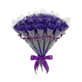 20 db Szálanként Csomagolt Illatos Szappanrózsa Díszdobozban - Lila JA3008169-L