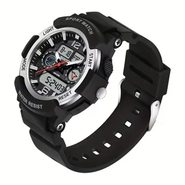 Női divatos quartz dupla kijelzős sport óra fekete-ezüst GH238501-FE