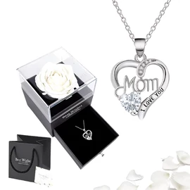 Szív alakú medálos nyaklánc fehér rózsás ajándékdobozban GK5467641