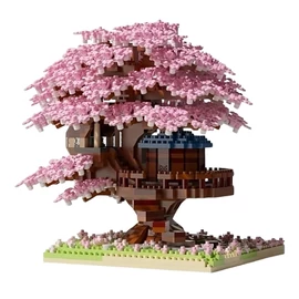 Sakura fa ház építőkocka készlet 1600 darabos - Rózsaszín LD10652934-2