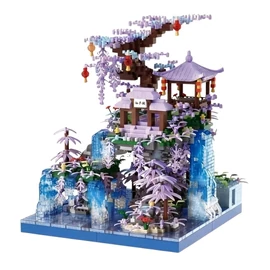 Ázsiai pavilon kert építőkocka készlet vízeséssel 1200 darabos LD10652934-6
