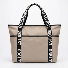 Női válltáska feliratos pánttal - bézs Taska-006