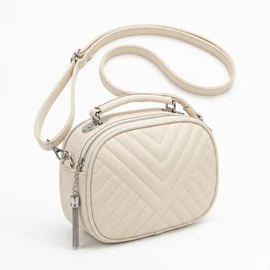 Női steppelt mini oldaltáska -krém Taska-012