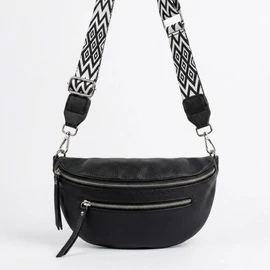 Női övtáska mintás pánttal -fekete Taska-016