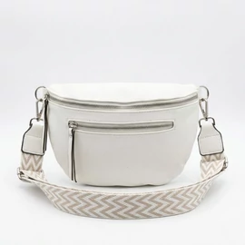 Női övtáska mintás pánttal és elülső zsebbel - fehér Taska-018