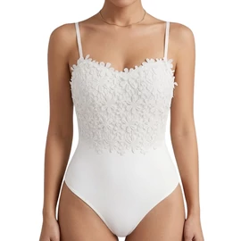 Női csipkés body virágmintás hímzéssel, fehér, "M" méret BR9277863-2
