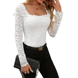 Női elegáns csipkés hosszú ujjú felső félátlátszó kivitelben "S" méret KD3265576