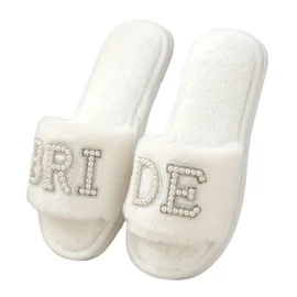 Elegáns gyöngyös feliratos plüss papucs EJ1527946-BR