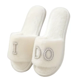 Elegáns gyöngyös feliratos plüss papucs EJ1527946-ID