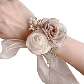 Elegáns borkolín színű menyasszonyi és koszorúslány csuklóvirág NJ88608