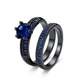 Modern királykék és fekete tónusú gyűrűszett RU02210-FK