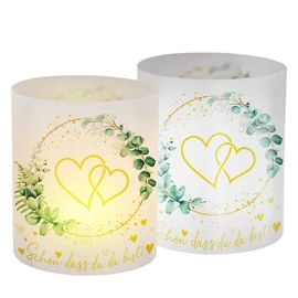 6 db-os romantikus asztali lámpás búra szett – Eukaliptusz és szív mintával UW701595