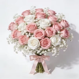 26 db‑os rózsa virágkombináció rózsaszín-fehér 59M3X5VV0V