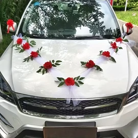 Esküvői autó művirág díszlet piros CJ2207973-P