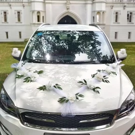 Esküvői autó művirág díszlet fehér CJ2207973