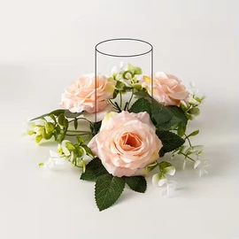 4 db művirágos gyertyatartó koszorú rózsaszín DV2816713-R