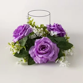 4 db művirágos gyertyatartó koszorú lila DV2816713