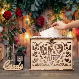 Rusztikus Fa Esküvői Kártya- és Pénzdoboz NJ4128174