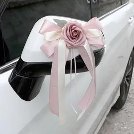 Esküvői Autódekoráció 6 db Művirág Szalag rózsaszín-fehér WK3217617