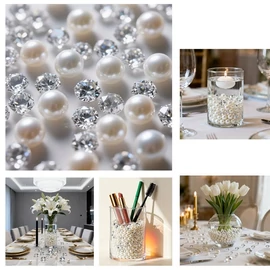 Dekorációs gyöngy és mű gyémánt szett 3000db FU10647647