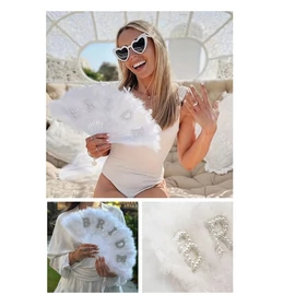 Menyasszonyi tollas legyező BRIDE felirattal NK2812368