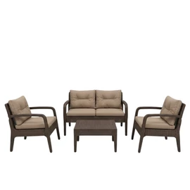 Mandella Latte Kerti Bútor Garnitúra Párnákkal PVC-RAT-14