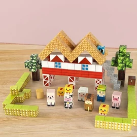 150 db Mágneses Tanyasi Építőkocka Készlet NP12997295