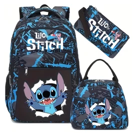 Disney Stitch hátizsák, ebédtáska és tolltartó szett - Kék mintás 6GM2W5QQ18-2