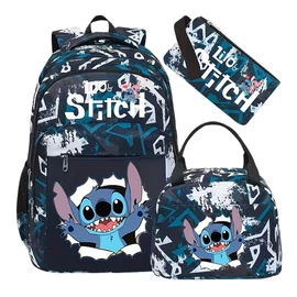 Disney Stitch hátizsák, ebédtáska és tolltartó szett - Kék, fehér mintás 6GM2W5QQ18-3