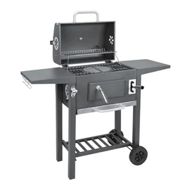 Kaminer faszenes grill öntöttvas ráccsal fedéllel hőmérővel állítható tűztérrel 00027317