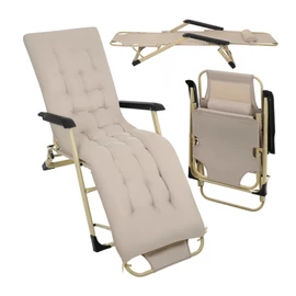 Trizand összecsukható kerti nyugágy párnával bézs 00027553