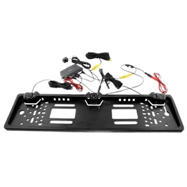 Parkoló szenzor, tolató érzékelő, LED-es kijelzővel, rendszámtábla tartóval