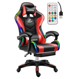 Likeregal 920 LED Gamer Szék – Piros, Masszázs Funkcióval és Lábtartóval holm6909