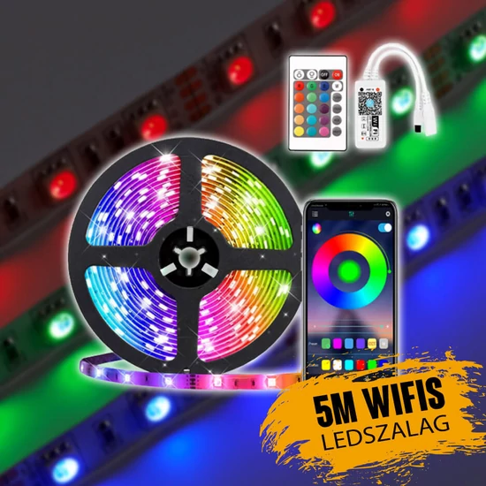 WiFi RGB LED szalag szett távirányítóval 5m