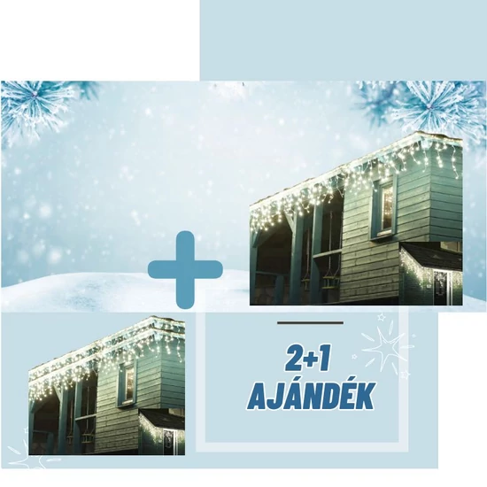 Meleg fehér jégcsap fűzér, 180 LED 8 méter 2+1 AKCIÓ icicle180Makcio