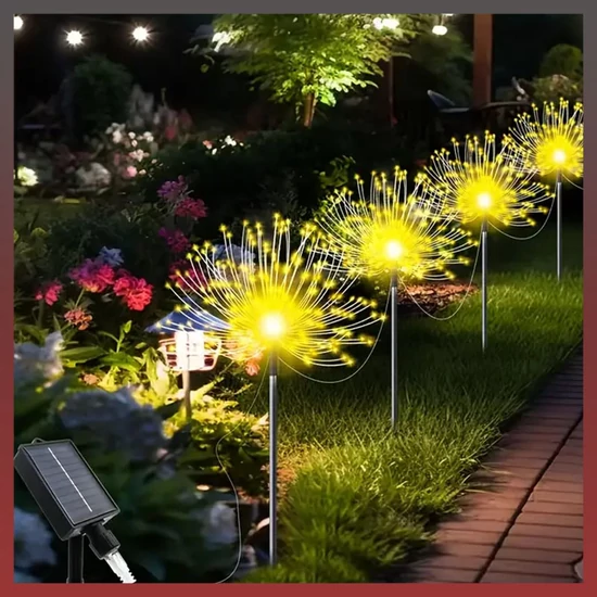 5 db napelemes 300 LED-es pitypang füzér melegfehér JG730845-M