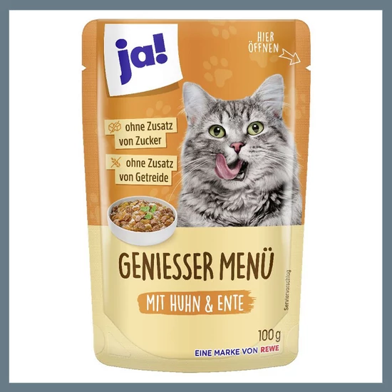 ja! Ínyenc macskaeledel csirkével és kacsával, 100 g 7710069