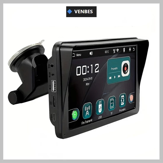 VENBES 7" CarPlay & Android Auto Autós Multimédiás Lejátszó TF1446084