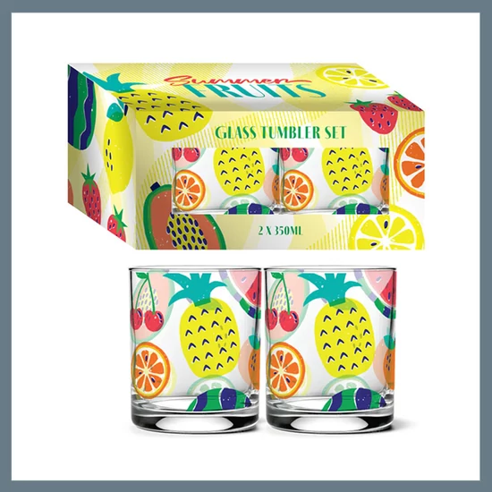 2db gyümölcsös üvegpohár 350ml TUMB16